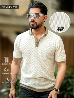 Wave Faltknit White Green Polo T-Shirt-S
