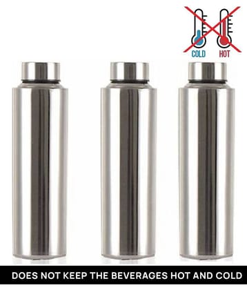 PIQUANT KITCHENWARE Water Bottle for Home/Office/Gym/School/Collage Silver 950 mL Steel Fridge Bottle set of 3