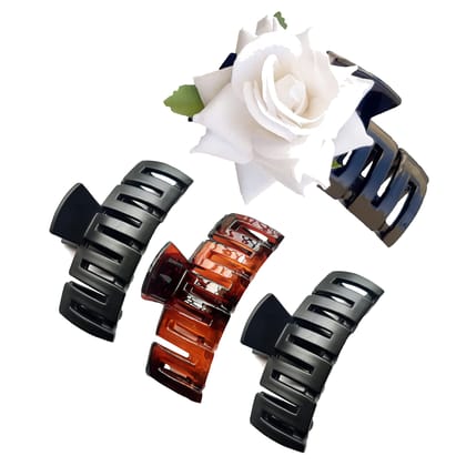 BIRDWARE big size hair clips clutcher for women claws for girls Imported Rubber Acrylic Material Stone Butterfly hair clips for women | hair clutchers (Pack of 4) (Black, Shell, White) BIRDWARE big size hair clips clutcher for women claws for girls Impor