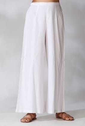 White Cotton Flared Pants-XXXL
