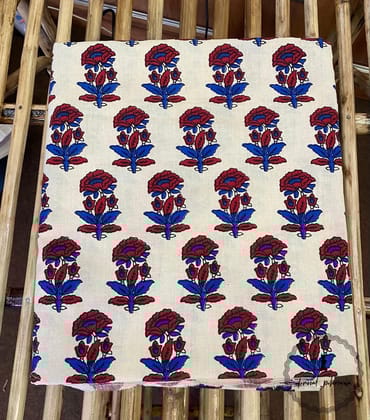 Ajrakh Cotton Fabric For Kurta-Off White