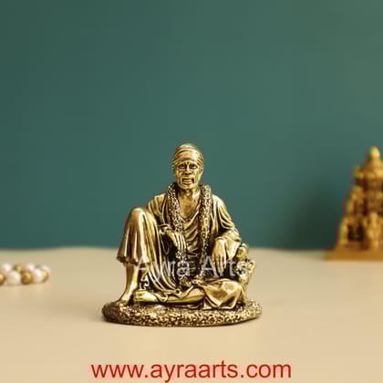 Premium Brass Intricate Sitting Shirdi Sai Baba - 3 Inch Height