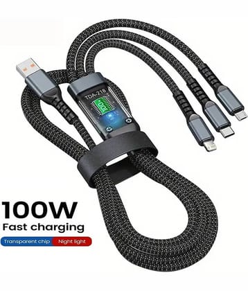 THRIFTKART - 1.5m Data Cables 3-in-1 100W Fast Charging - Black