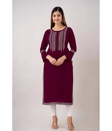 Kapadia - Wine Rayon Women's Straight Kurti ( Pack of 1 )
