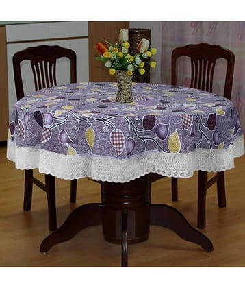 Printed PVC 4 Seater Round Table Cover ( 152 x 152 ) cm Pack of 1 Purple