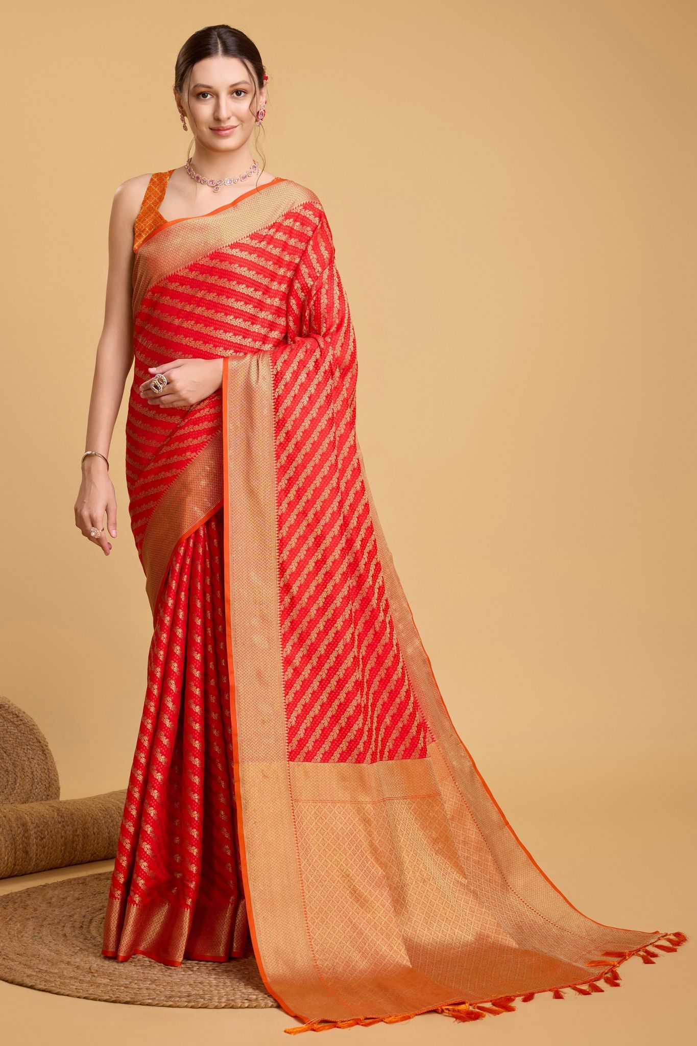 Red Woven Silk Saree