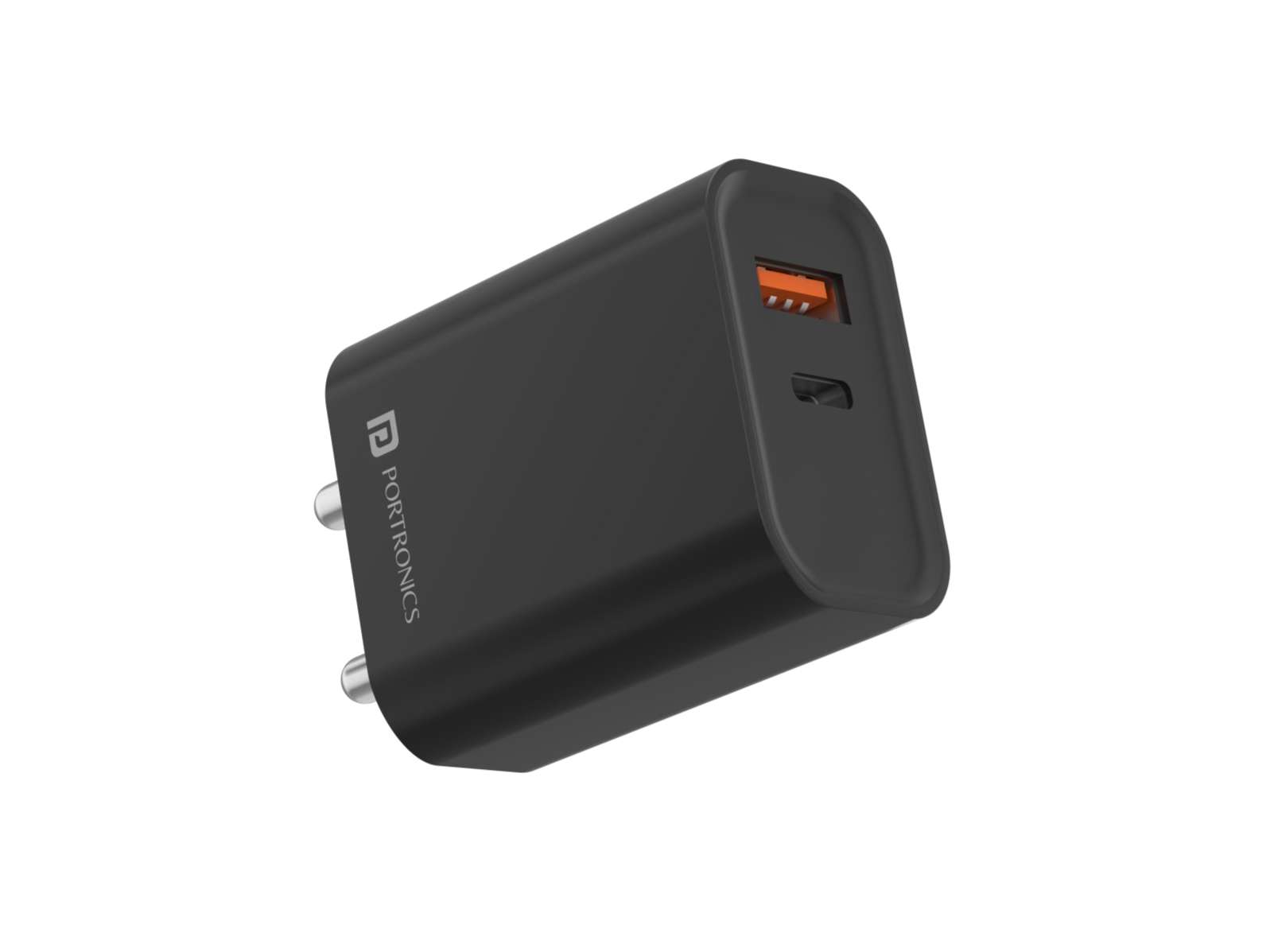 Portronics Adapto 45 22.5W Max Output USB & Type-C Dual Output Super Fast Charger,Wall Adapter Power Delivery 3.0& USB A Fast Charge Adaptor for iPhone,Android & Other Type C Enabled Devices - Black