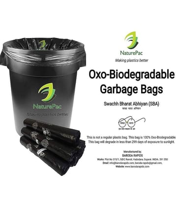 Naturepac Garbage Bags Biodegradable Premium Black Medium Size 48 Cm X 56 Cm / 19x22 Inches, (90 Bags)