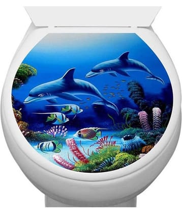 Print Mantras Flowers and Mushrooms for Toilet Seat Nature Sticker ( 38 x 33 cms )