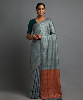 Cool grey brown kosa handloom chhattisgarh silk saree Cool grey brown kosa handloom chhattisgarh silk saree