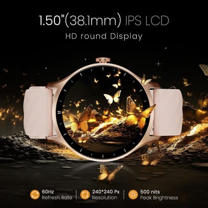 CELLECOR E2 Hype 1.50" (38.1mm) HD IPS Display Smart Watch, 500 Nits, 60Hz Refresh Rate, Bluetooth Calling, AI generated Watch Faces, 100+ Sports Modes, Health Suite, Voice Assistance (Gold Pink )
