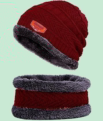 Infispace Maroon Cotton Men's Cap ( Pack of 1 )