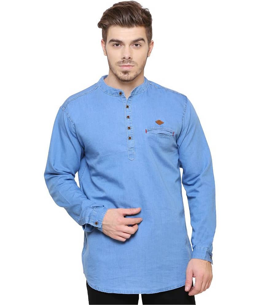 Kuons Avenue Sky Blue Cotton Blend Kurta Single