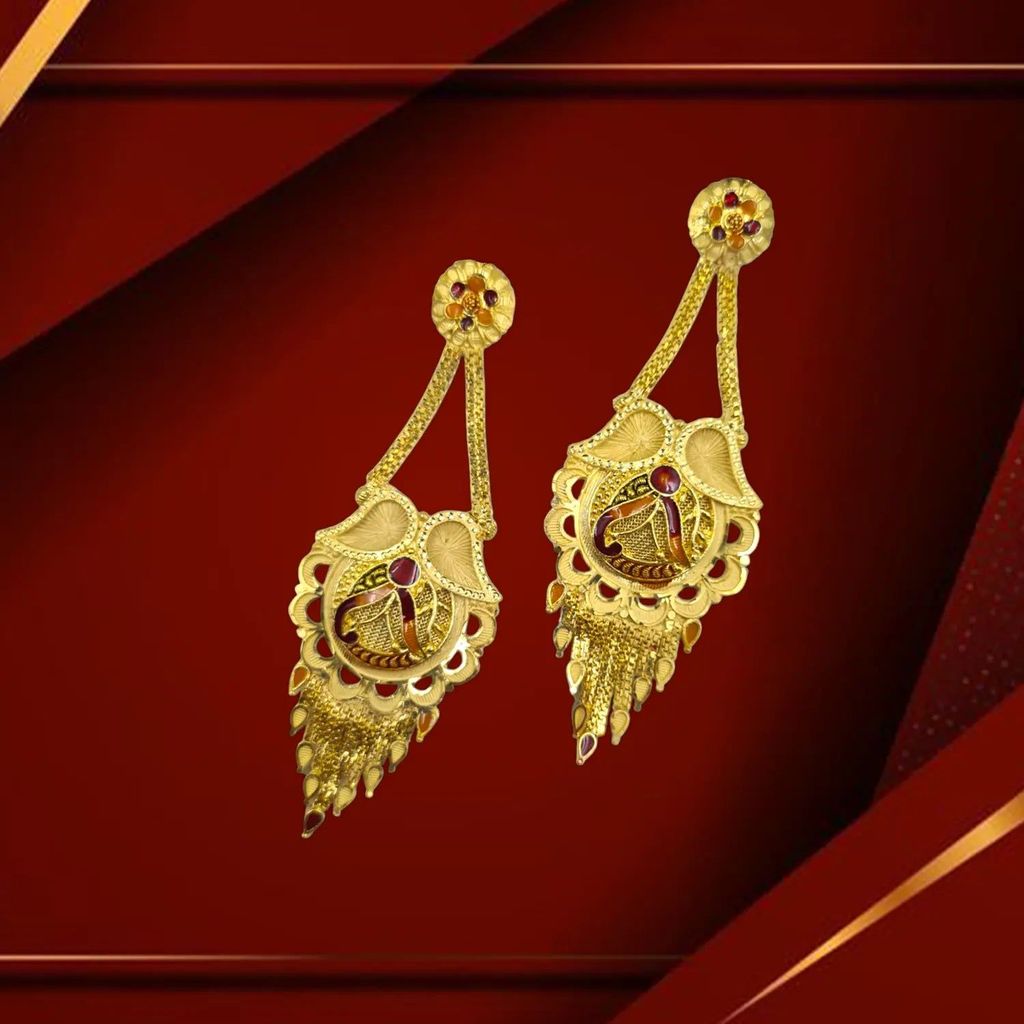 Gold-Plated Meenakari Drop Earrings β Traditional Indian Ethnic Jewelry