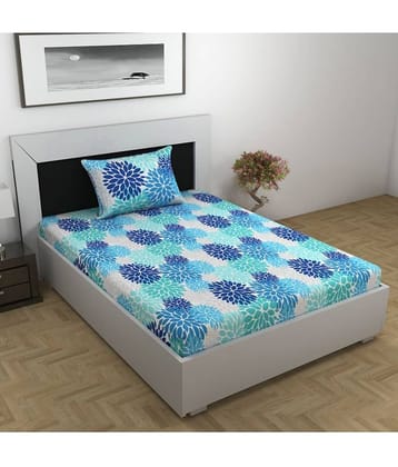 DIVINE CASA Cotton Single Bedsheet ( Blue )