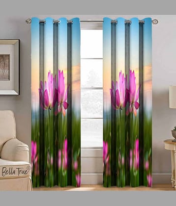 BELLA TRUE  Set of 2 Window SemiTransparent Eyelet Polyester Multi Color Curtains ( 152 x 113 cm )