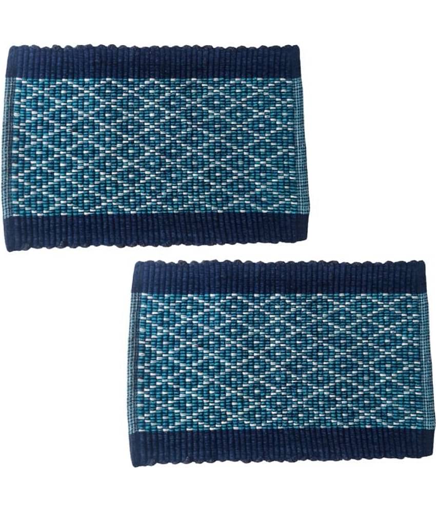 UrbanArts - Regular Polycotton Door Mat ( 60 X 40 cm ) Set of 2 - Blue