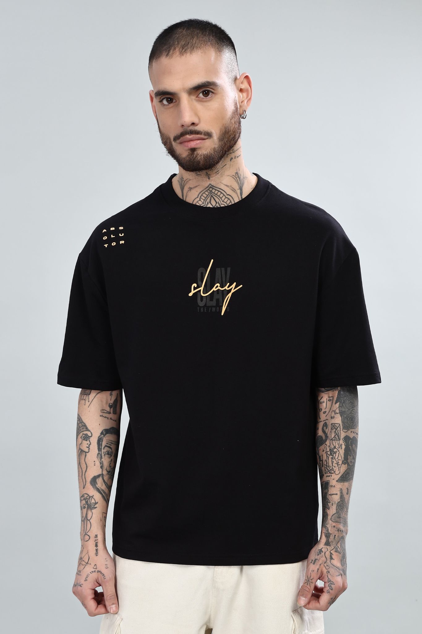 Slay the World Oversized Black T-Shirt-S