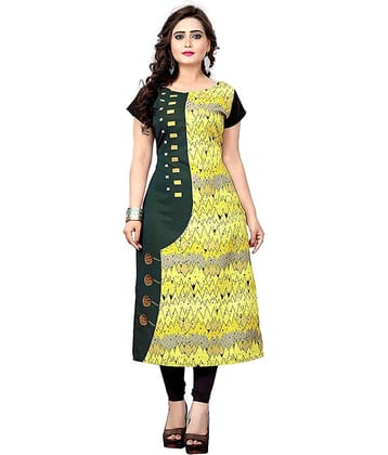 AK FASHION MALL Pack of 1 Crepe Printed Straight Women's Kurti - ( Multicolor )