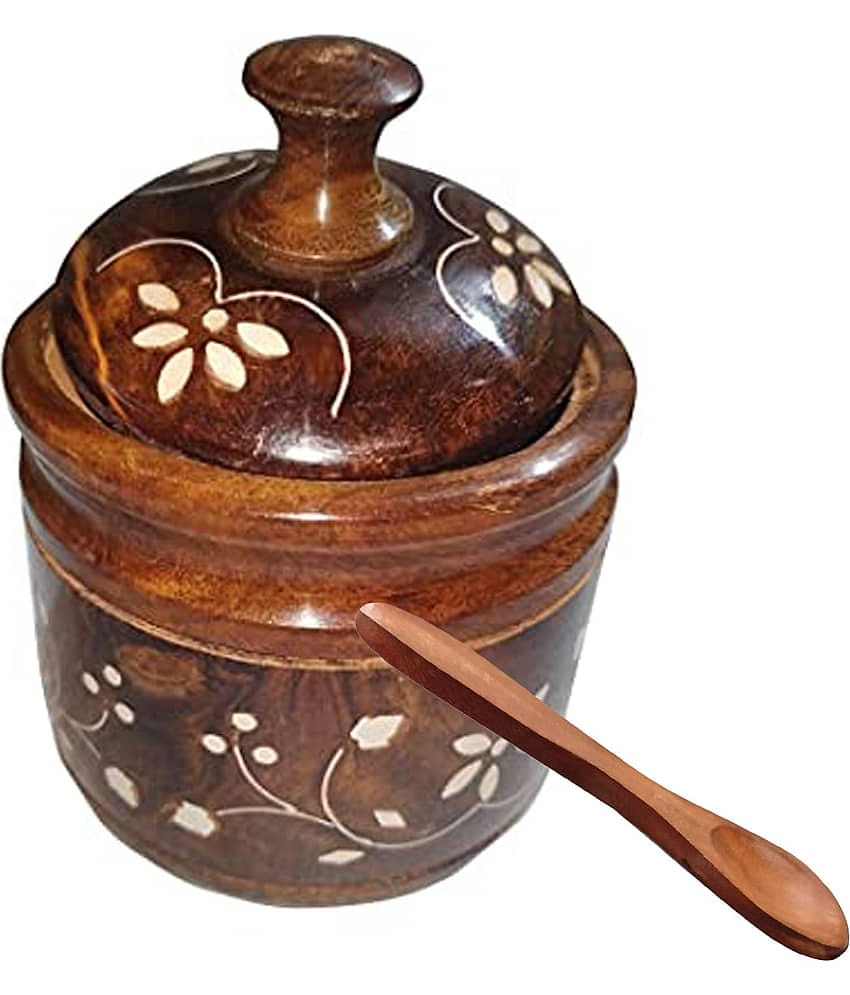 SWH - Brown Wooden Spice Container ( Pack of 1 )