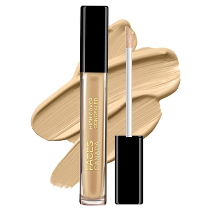 FACESCANADA High Cover Concealer - Sand Beige 01|High Coverage Liquid Concealer|Blends Easily|Natural Finish|Covers Spots, Dark Circles|With Shea Butter & Vitamin E For All Skin Type - 4 Ml FACESCANADA High Cover Concealer - Sand Beige 01|High Coverage L