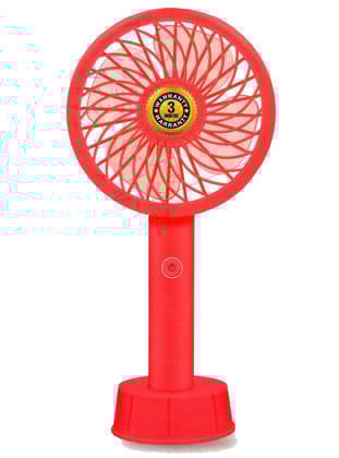 Portable USB Rechargeable Handheld Mini Fan with Desk Stand - Vibrant Red Personal Cooler