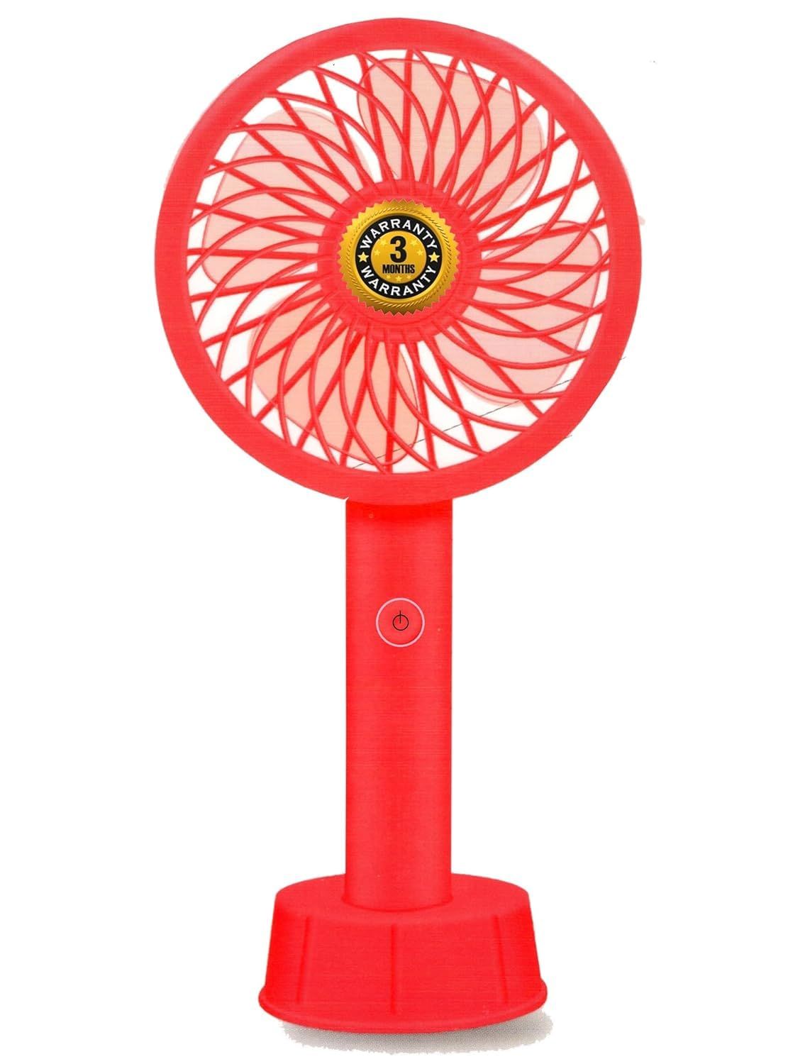 Portable USB Rechargeable Handheld Mini Fan with Desk Stand - Vibrant Red Personal Cooler