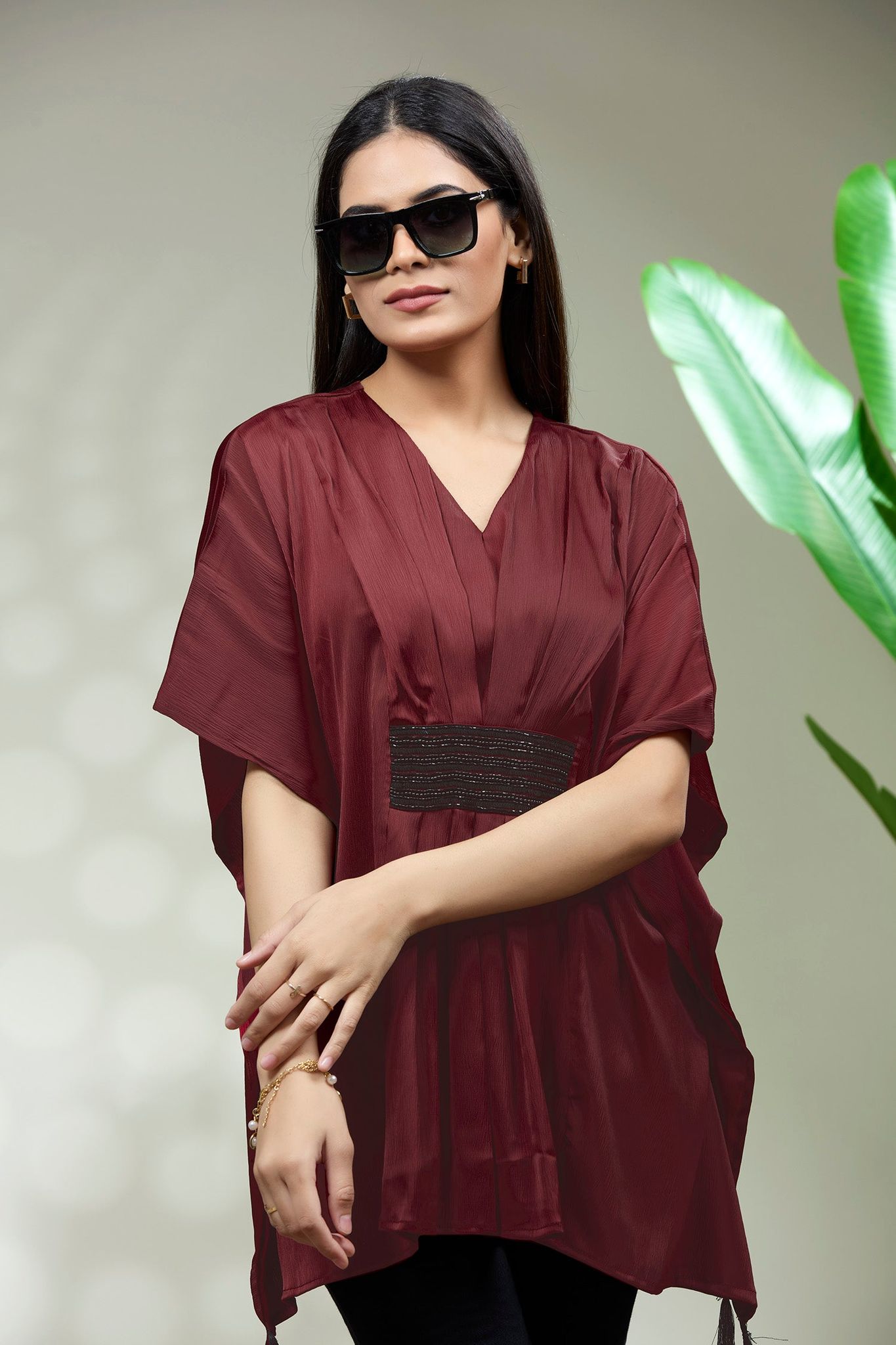 KAFTAN BLACK embriodery brooch-RED / M