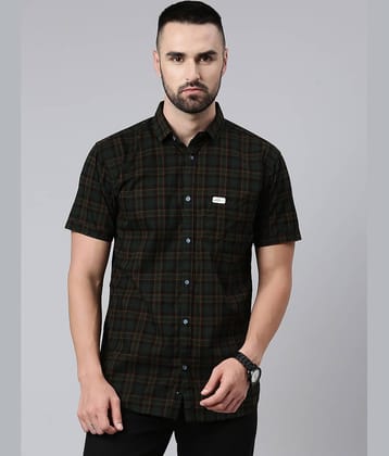 MAJESTIC MAN 100% Cotton Slim Fit Checks Half Sleeves Men's Casual Shirt - Olive ( Pack of 1 )