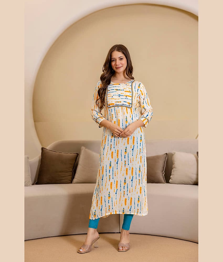 Kapadia Women Rayon Embroidered Straight Kurti ( Multicolor )
