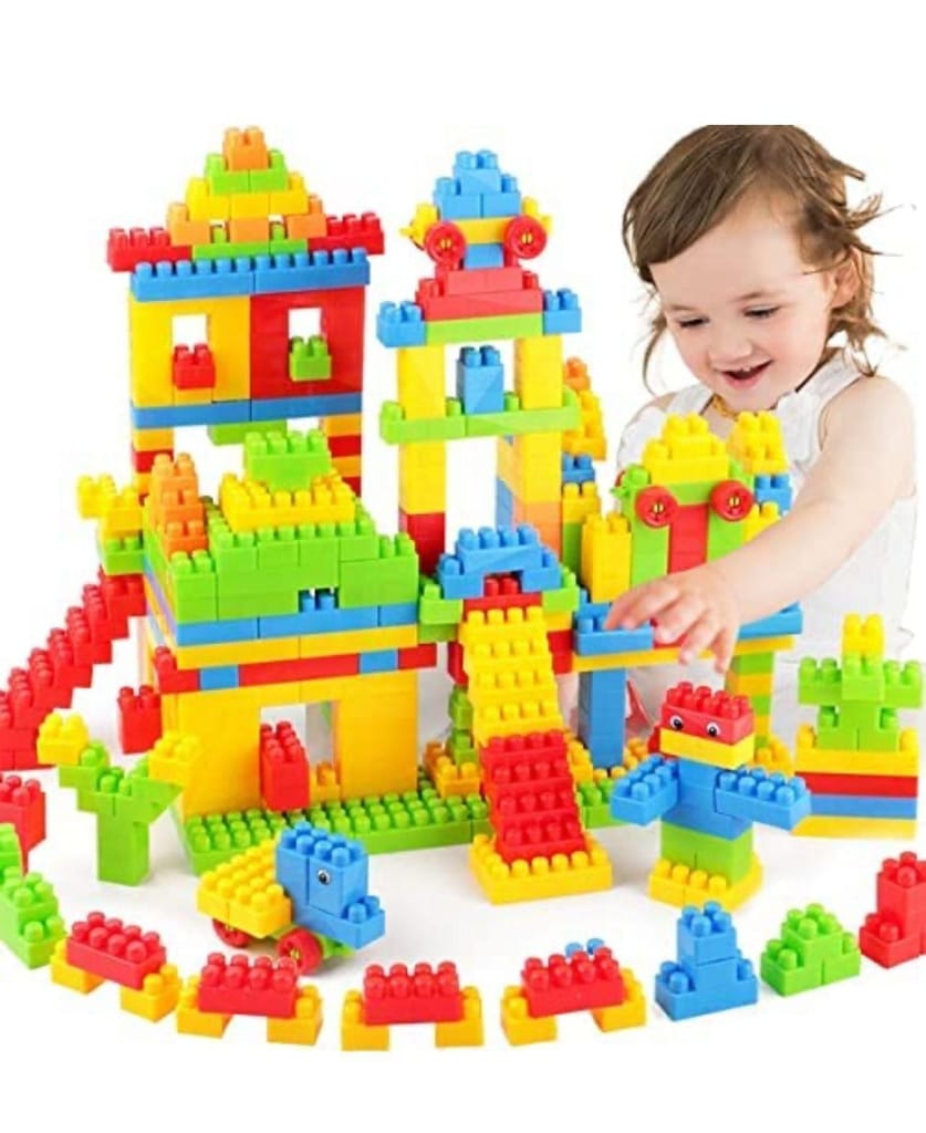Colorful Building Blocks for Kids - ABC Alphabet & Number Bricks, Animals, Cars, and More - 72 Pieces
