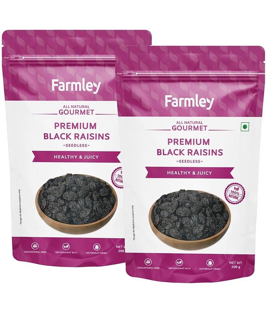Farmley Selecta Black Raisin Seedless 400g (Pack of 2)