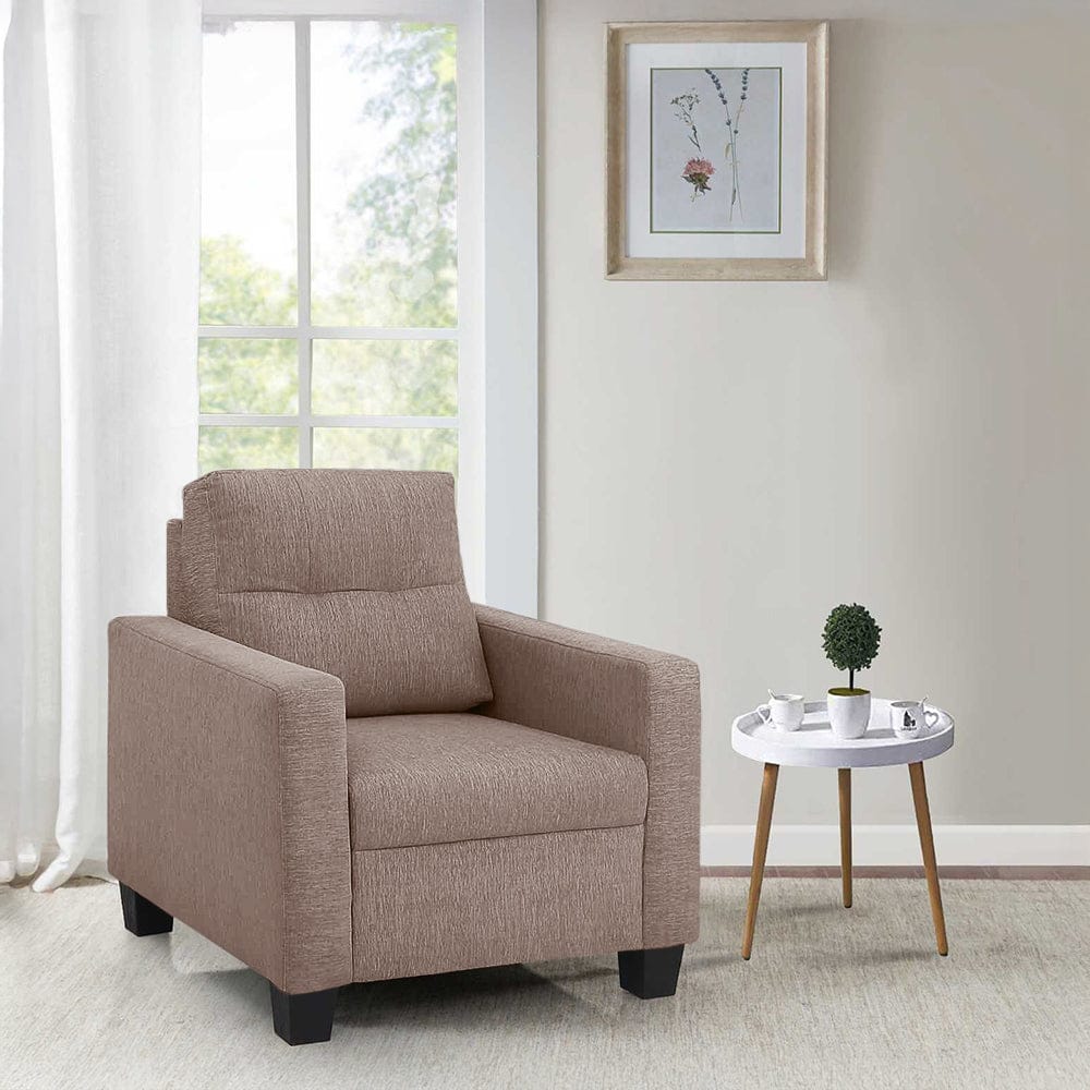 Ease Brown Fabric 1 seater sofa