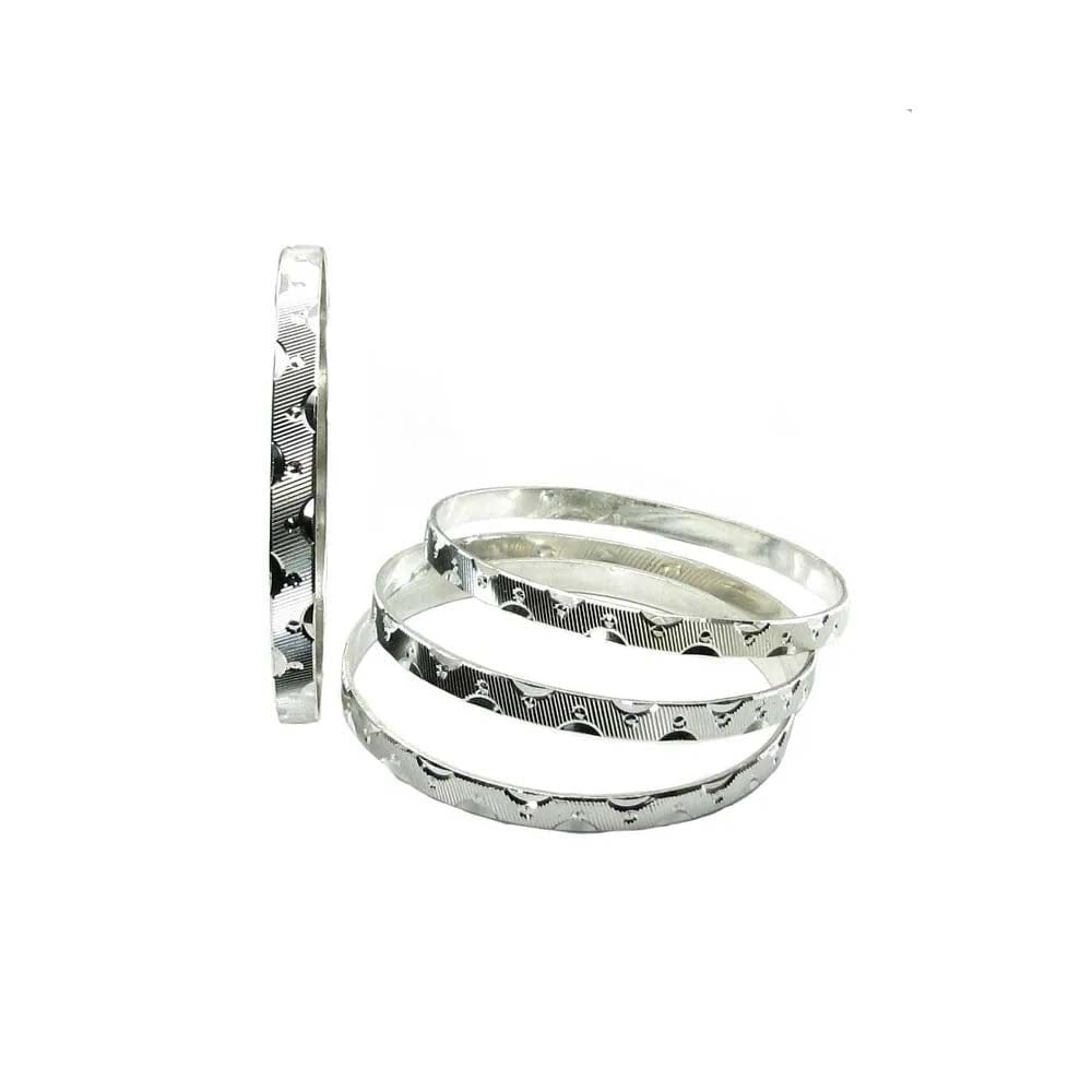 Karizmatic 925 Silver Bangles Bracelets (Churi) - 4pc Set-5.4 Cm (2.12 Inch) 2.2