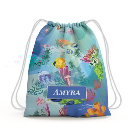 Ocean Bed Drawstring Bag (kids)-Sea Green Gradient / Toddlers [2-4 Years]