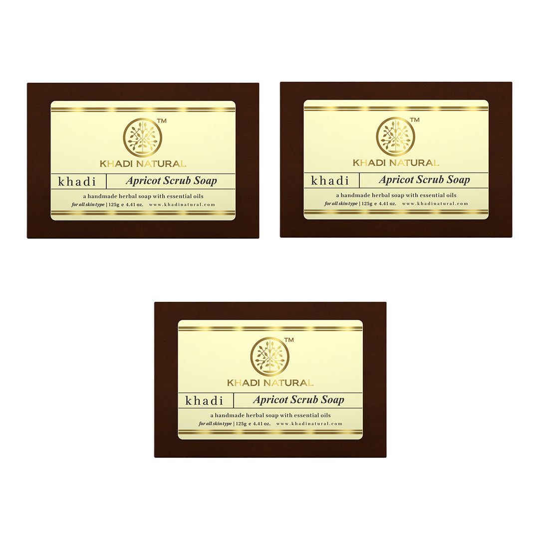 Khadi Natural Apricot Scrub Soap Combo Pack Of 3 – 125gm Each