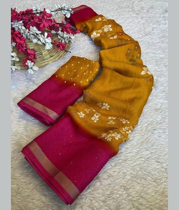 Bhuwal Fashion Art Silk Printed Kota Doria Saree With Unstitched Blouse Piece ( Black )