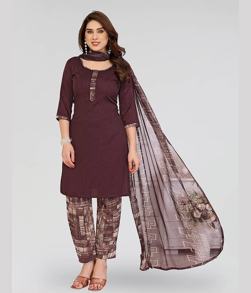 Kashvi Sarees Women Crepe Unstitched Dress Material ( Brown )