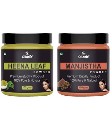 Oilanic 100% Pure Heena Leaf Powder & Manjistha Powder For Skin Hair Mask 200 g Pack of 2