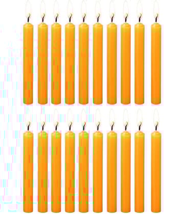 PROSPERRO LUMO - Orange Unscented Pillar Candle 10 cm ( Pack of 20 )