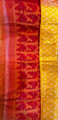 Cotton Jamdani Saree in Yellow
