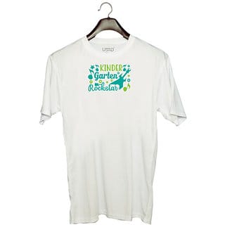UDNAG Unisex Round Neck Graphic Teacher Student, Kindergarten rockstar Polyester T-Shirt White
