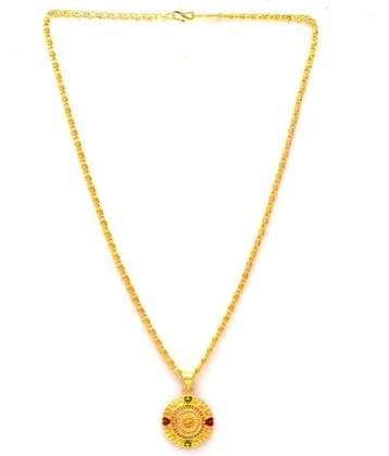 Jewar Mandi New Design Gold Plated Locket/Pendant with Link Chain Daily use for Men, Women & Girls, Boys