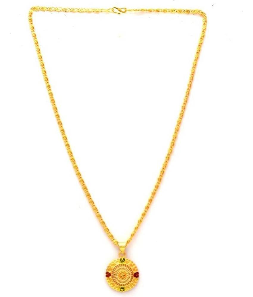 Jewar Mandi New Design Gold Plated Locket/Pendant with Link Chain Daily use for Men, Women & Girls, Boys