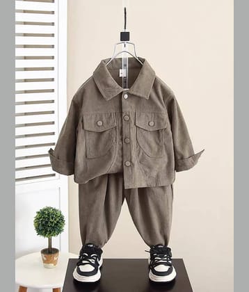 Ocvito Pack of 1 Boys Cotton Shirt & Pants Set ( White )