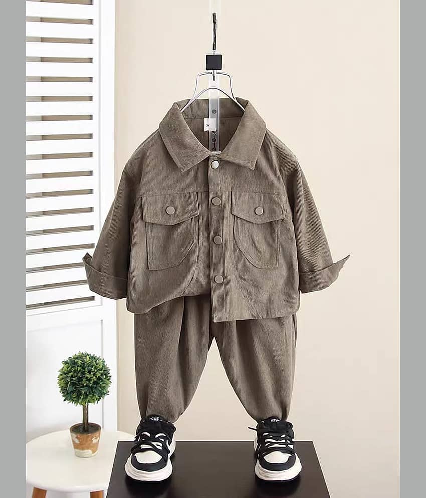 Ocvito Pack of 1 Boys Cotton Shirt & Pants Set ( White )