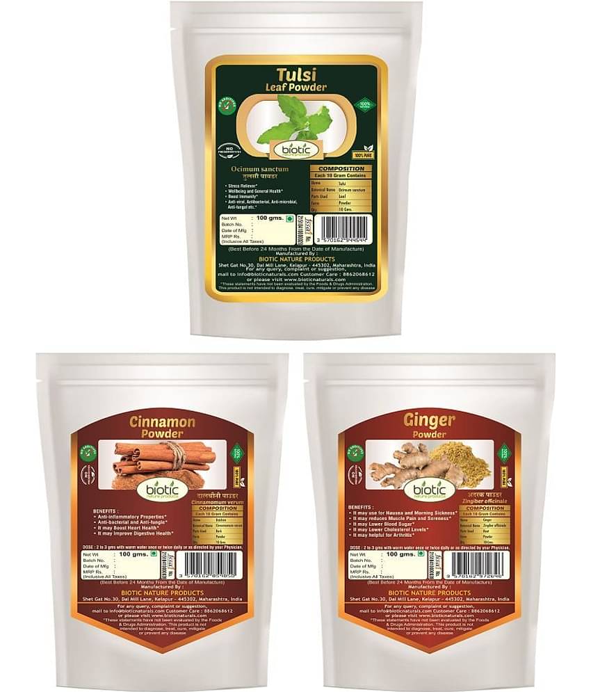 Biotic Tulsi, Cinnamon and Dry Ginger Powder - Combo Powder 300 gm