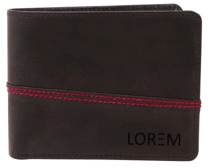 LOREM Brown Out Color Stitching Bi-Fold Faux Leather 4 ATM Card Slots Wallet for Men WL07-UF