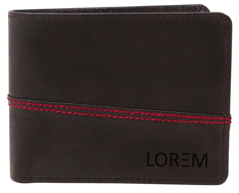 LOREM Brown Out Color Stitching Bi-Fold Faux Leather 4 ATM Card Slots Wallet for Men WL07-UF