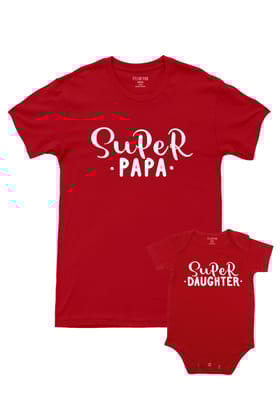 Super Papa - Super Daughter-Red / S / Half Romper